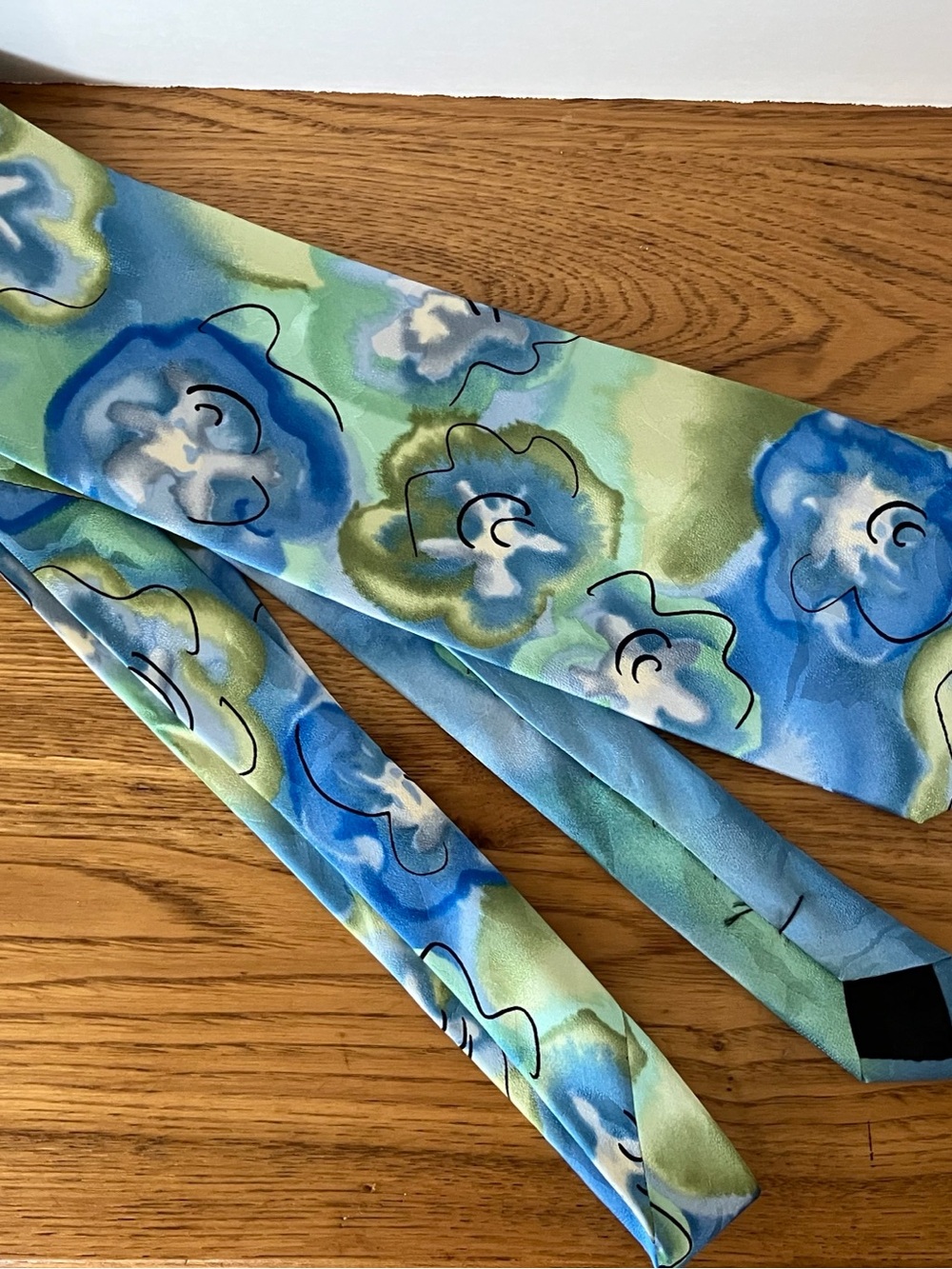 J. Garcia Blue Green Floral Silk Tie